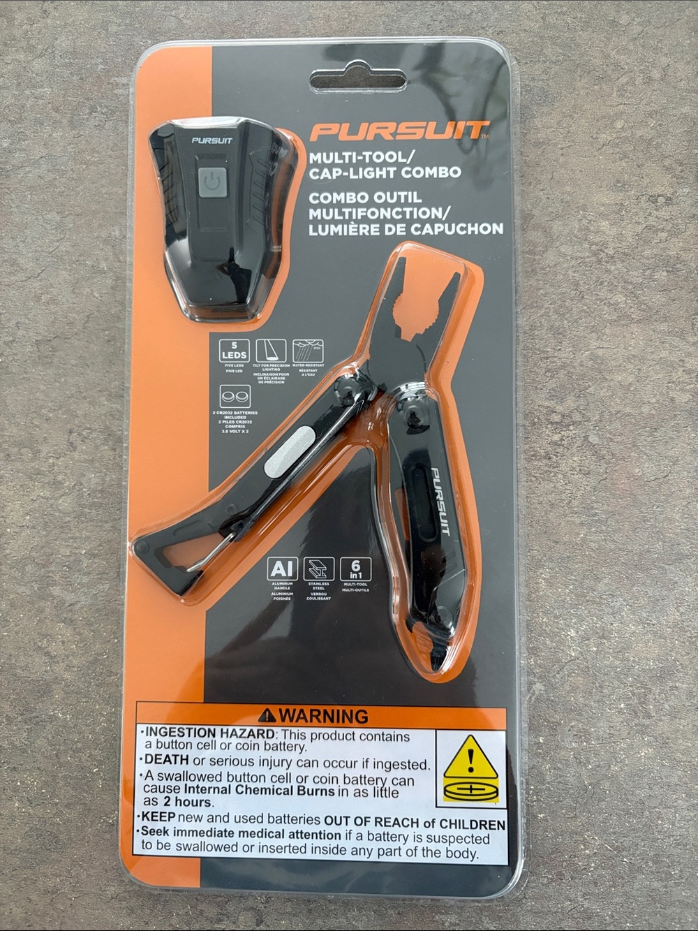 Multi-Tool with Cap Light - Black/Orange